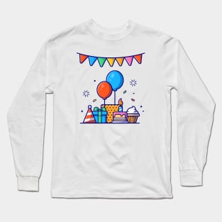 Gift Box And Birthday Cake (2) Long Sleeve T-Shirt